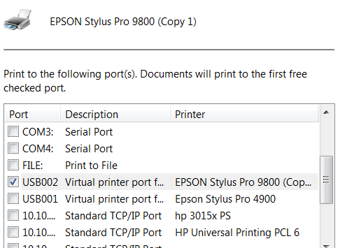 two printer usb prots
