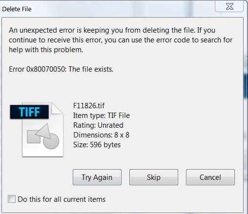 file delection error